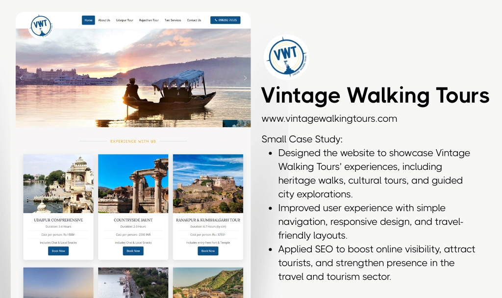 Website Design for Vintage Walking Tours 1