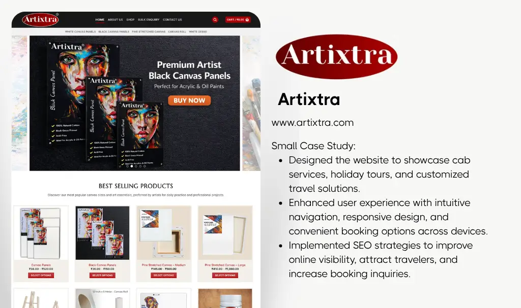 Art supplies website designer udaipur rajasthan
