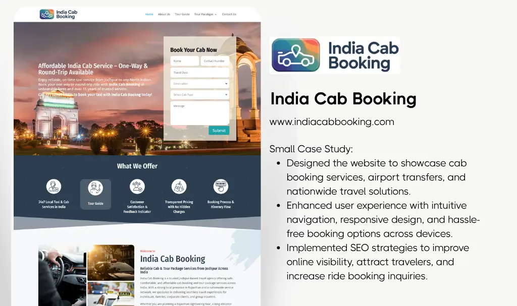 Cabs service website designer udaipur rajasthan