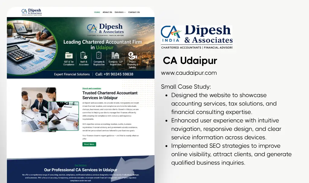 Charertered accountant website designer udaipur rajasthan