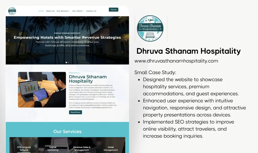 Hospitality management website designer udaipur rajasthan