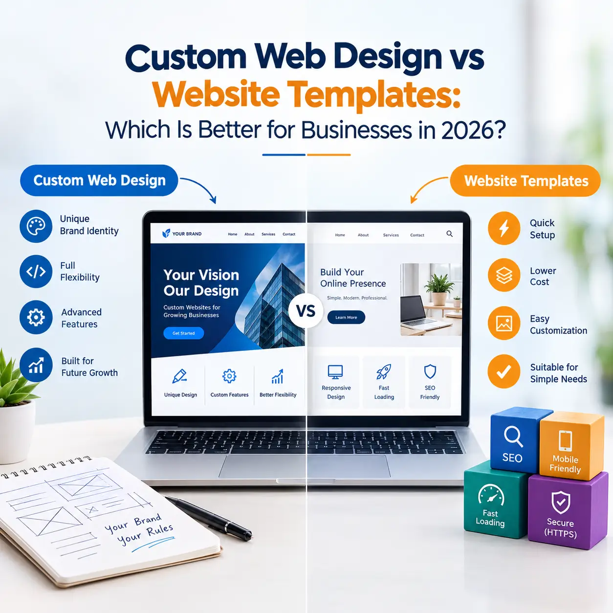 custom web design vs website templates