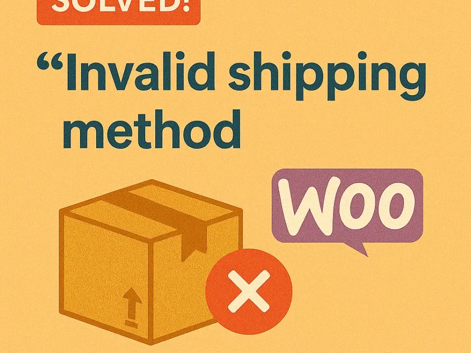 invalid shipping method woocommerce - Solved