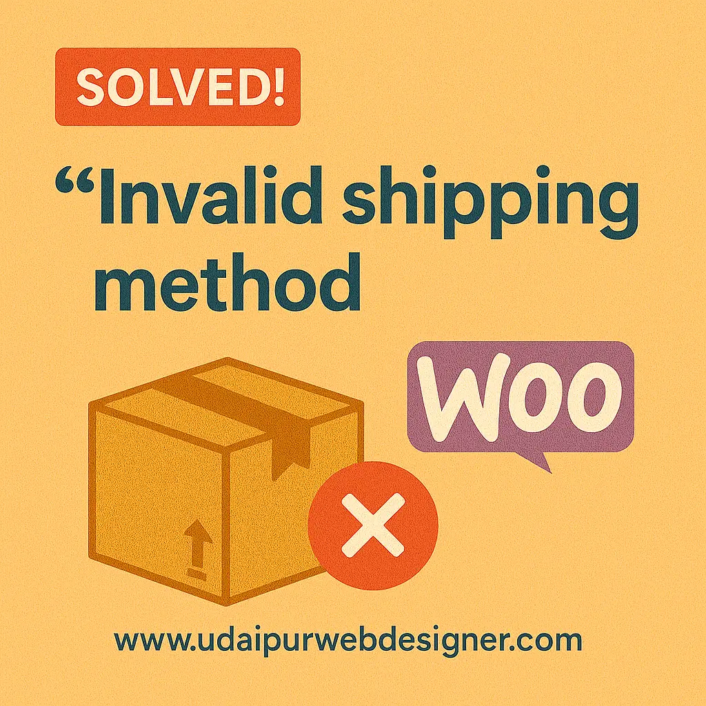 invalid shipping method woocommerce - Solved