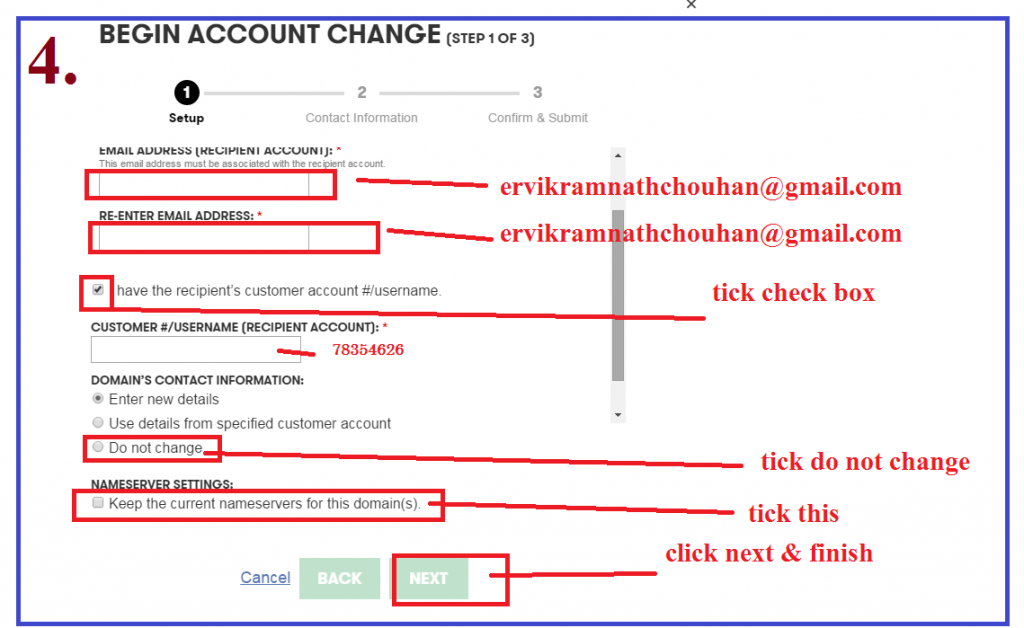 transfer domain to different godaddy account