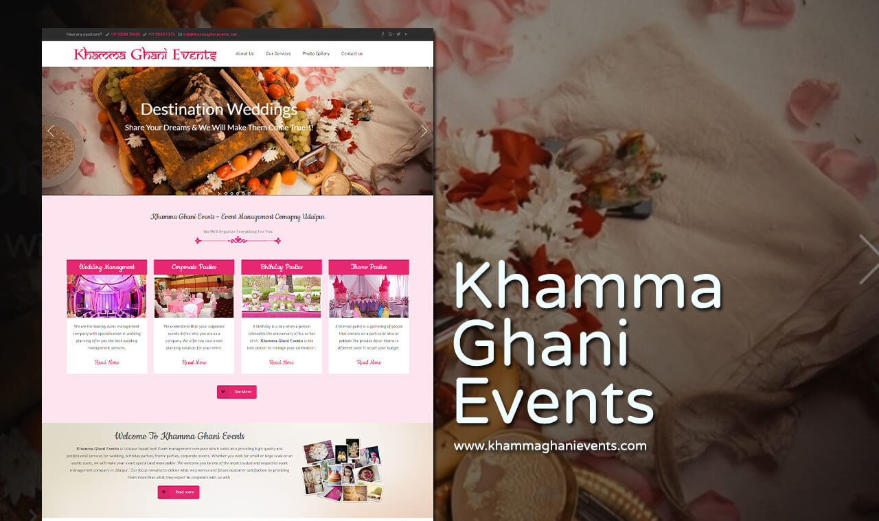 event management company web design