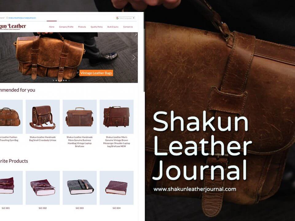 leather journal bags website design